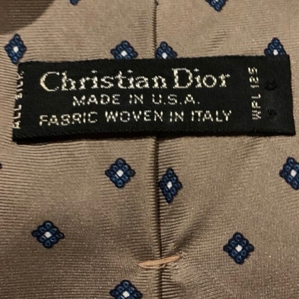 Christian Dior Monsieur Silk Geometric Medallion Taupe Tie